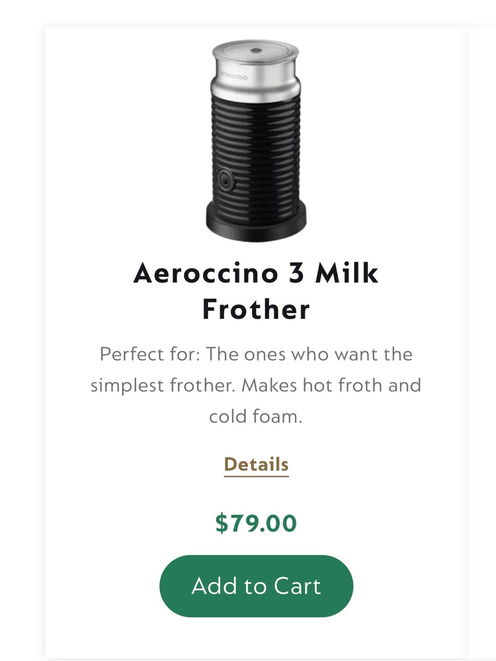 Nespresso Aeroccino 3 Milk Frother